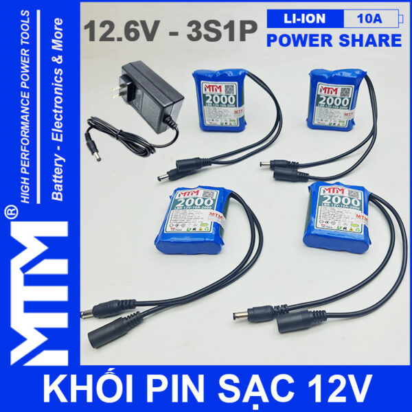 Khoi pin sac 12V 10A 3S1P jack DC MTM sac pin
