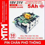 Loi pin chan pho thong makita 10cell 5Ah nhan sac zin chinh hang