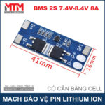 Mach bao ve pin 18650 2S 8A kich thuoc