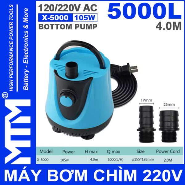 May bom chim 220V 105W 5000L X 5000 HSBAO BOTTOM PUMP chinh hang gia tot