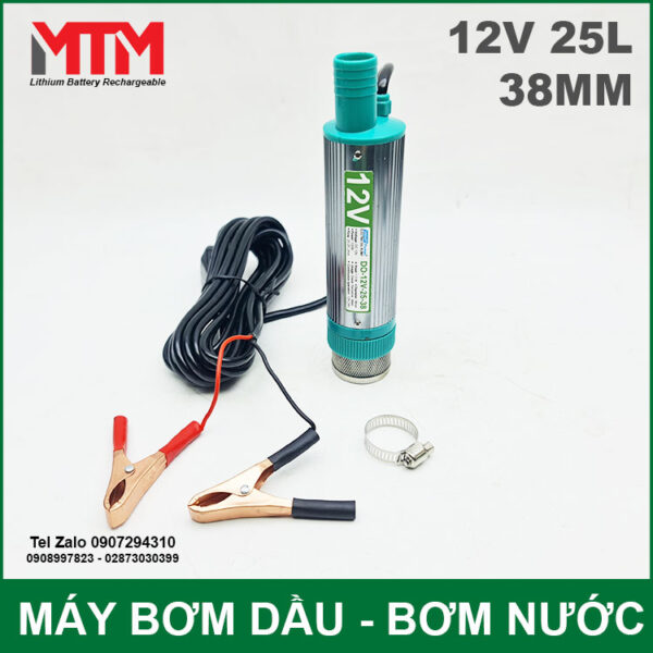 May bom dau bom nuoc chim 12V 100W 25L 38mm