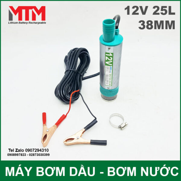 May bom dau bom nuoc chim 12V 100W 25L 38mm chinh hang