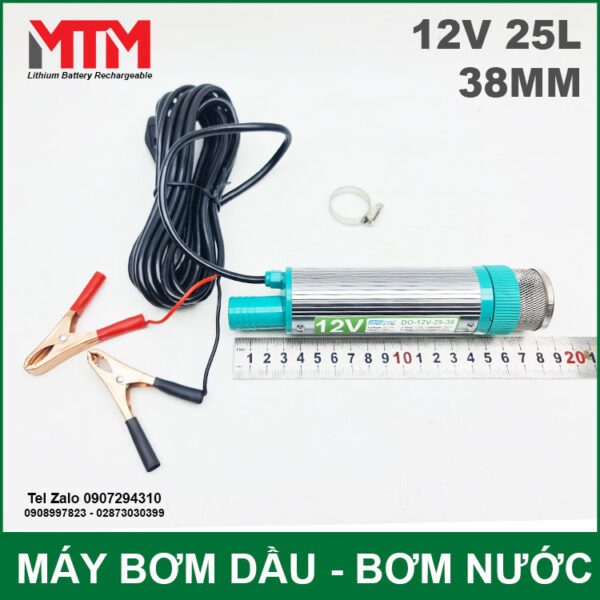May bom dau bom nuoc chim 12V 100W 25L 38mm kich thuoc