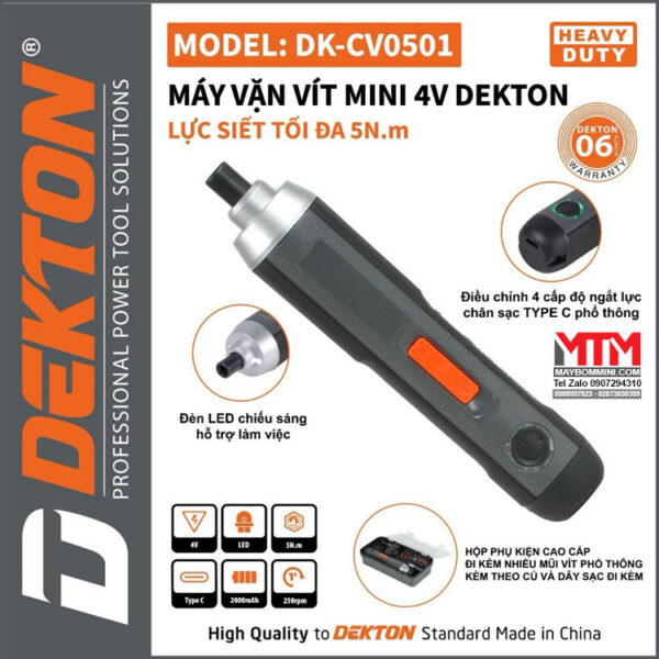 May chuyen vit mini DEKTON DK CV0501 4 cap do Chan sac Type C Kem nhieu phu kien