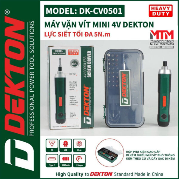 May chuyen vit mini DEKTON DK CV0501 4 cap do Chan sac Type C Kem nhieu phu kien chinh hang