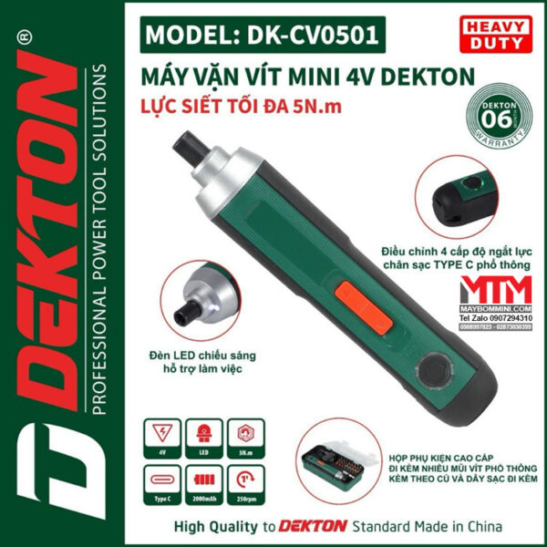 May chuyen vit mini DEKTON DK CV0501 4 cap do Chan sac Type C Kem nhieu phu kien xanh