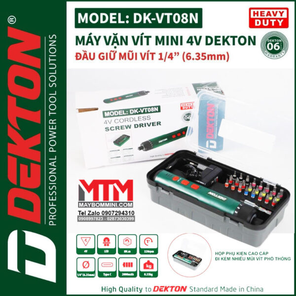May chuyen vit truot mini 4V Dekton DK VT08N 7 Cap do truot Co khoan Kem nhieu mui vit chinh hang