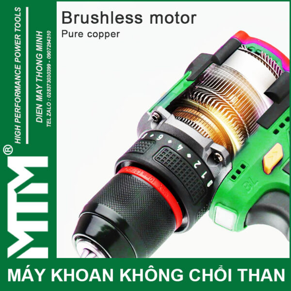 May khoan bat vit khong choi than 16V MTM M168 10mm 60N 2000rpm 23 cap co bua day dong