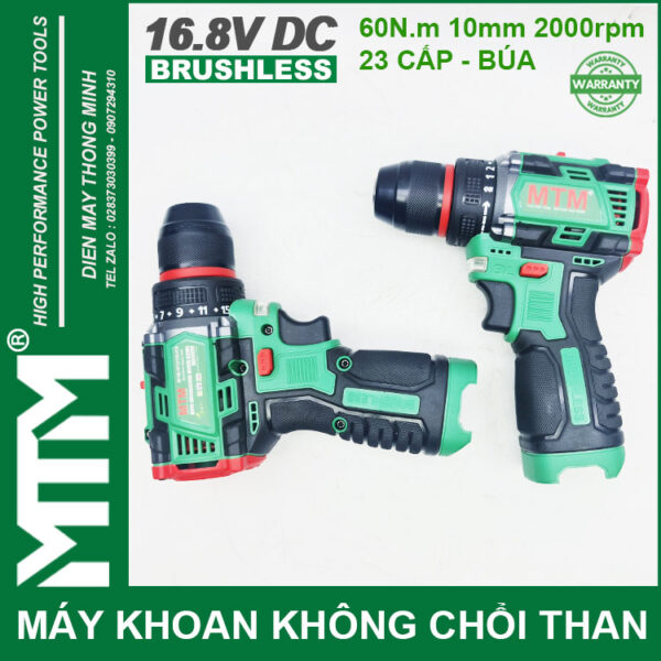 May khoan bat vit khong choi thang 16V MTM M168 10mm 60N 2000rpm 23 cap co bua gia re chat luong tot