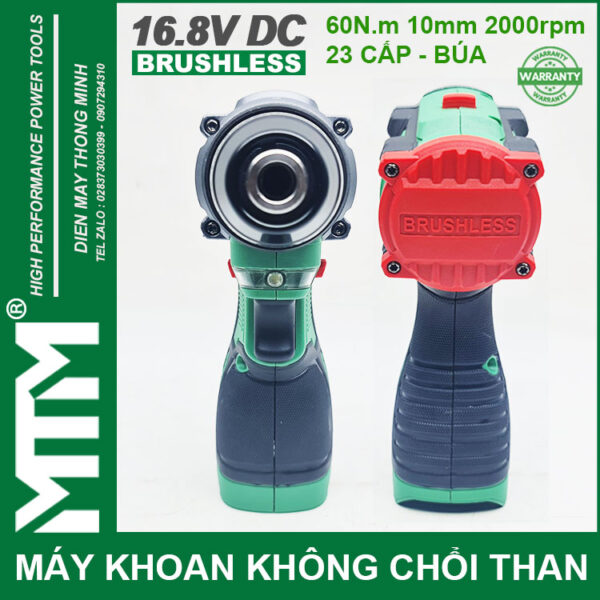 May khoan bat vit khong choi thang 16V MTM M168 10mm 60N 2000rpm 23 cap co bua gia re chinh hang cao cap