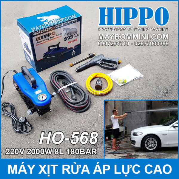 May rua xe ap luc cao 220V 2000W 8L 180bar Hippo