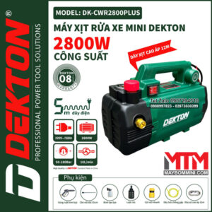 Máy xịt rửa áp lực cao 220V 2800W 180bar 10L Dekton DK-CWR2800PLUS tự động có chỉnh áp