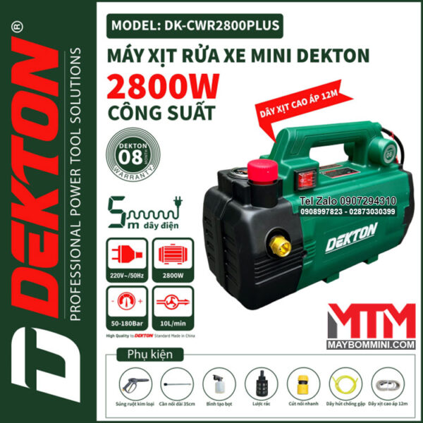 May rua xe ap luc cao 220V 2800W 10L Dekton DK CWR2800PLUS