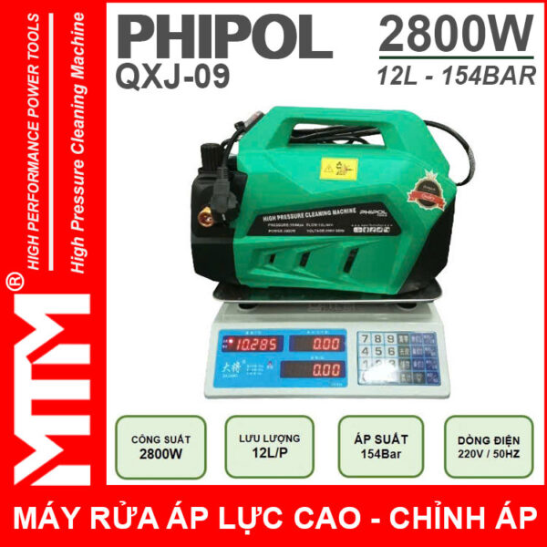 May rua xe ap luc cao 220V 2800W 12L 154Bar Phipol QXJ09 loi dong chinh ap trong luong 3