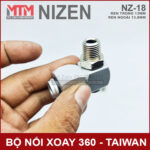 Noi xoay 360 inox ren ngoai 13mm