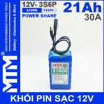 Pin 12V 30A 3S6P 18650 21Ah MTM jack DC