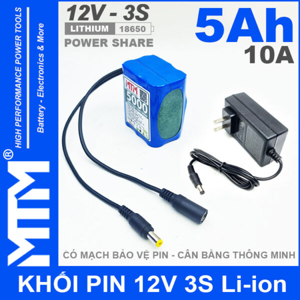 Pin 12v 10a 5000mah MTM kem sac