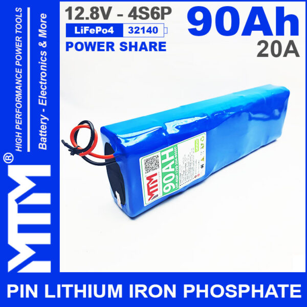Pin 12v 90Ah 4S6P 20A MTM gia re
