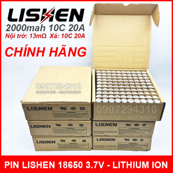 Pin 18650 lishen 2000mah 10c chinh hang xam gia si