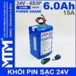 Pin 24V 6Ah 15A 6S2P 18650 MTM 6000mah chinh hang