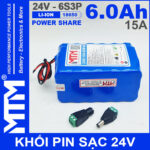 Pin 24V 6Ah 15A 6S2P 18650 MTM 6000mah chinh hang gia re cao cap