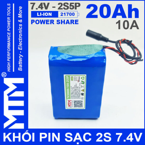 Pin 7V 8V 10A 2S5P 21700 MTM 20000mah