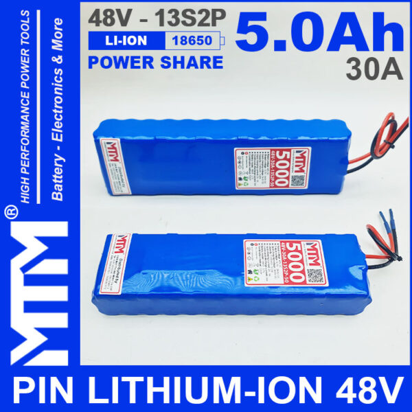 Pin LITHIUM ION 48V 5AH 30A 13S2P MTM 5000mah gia ban