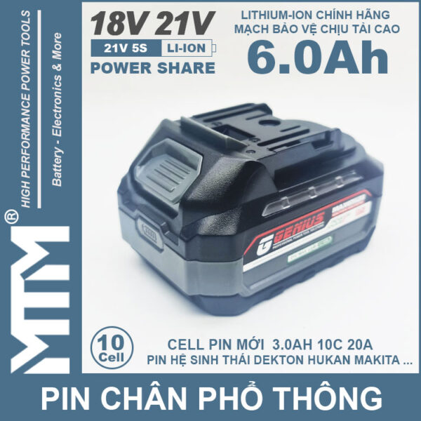 Pin chan pho thong 10cell 6000MAh 80A Led bao pin 2 ben