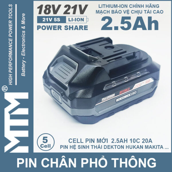 Pin chan pho thong 5cell 2500MAh 80A Led bao pin 2 ben chinh hang