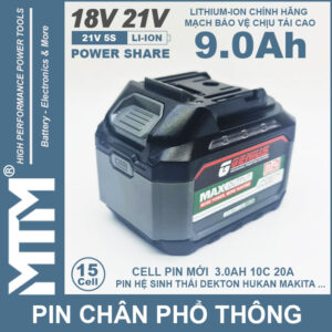 Pin chan pho thong 9Ah 15cell 80A Led bao pin 2 ben