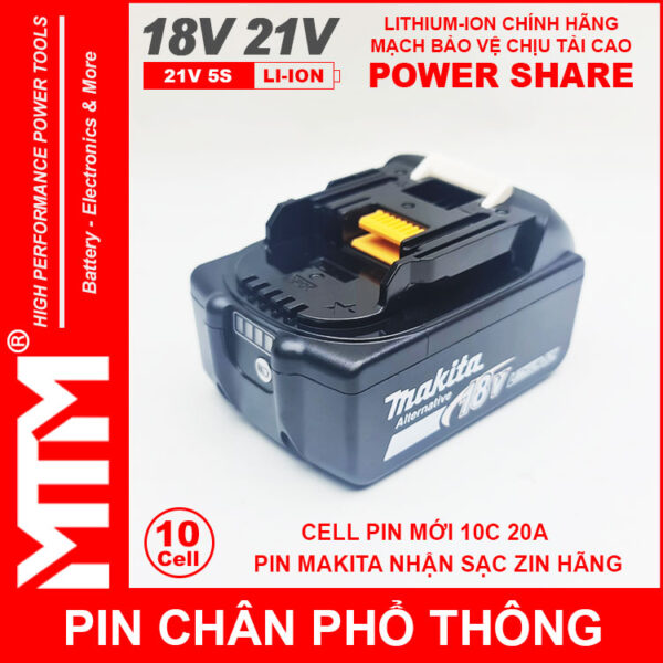 Pin chan pho thong makita 10cell 4Ah nhan sac zin chinh hang bao pin