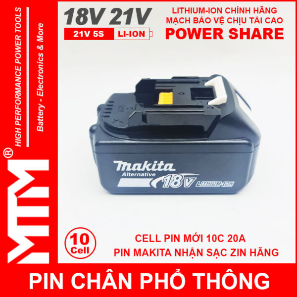 Pin chan pho thong makita 10cell 4Ah nhan sac zin chinh hang cao cap
