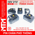 Pin chan pho thong makita 10cell 4Ah nhan sac zin chinh hang gia re cao cap