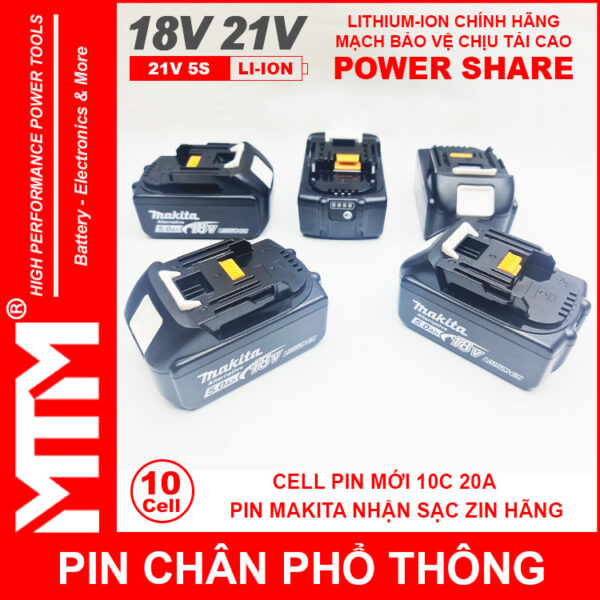 Pin chan pho thong makita 10cell 4Ah nhan sac zin chinh hang gia re cao cap