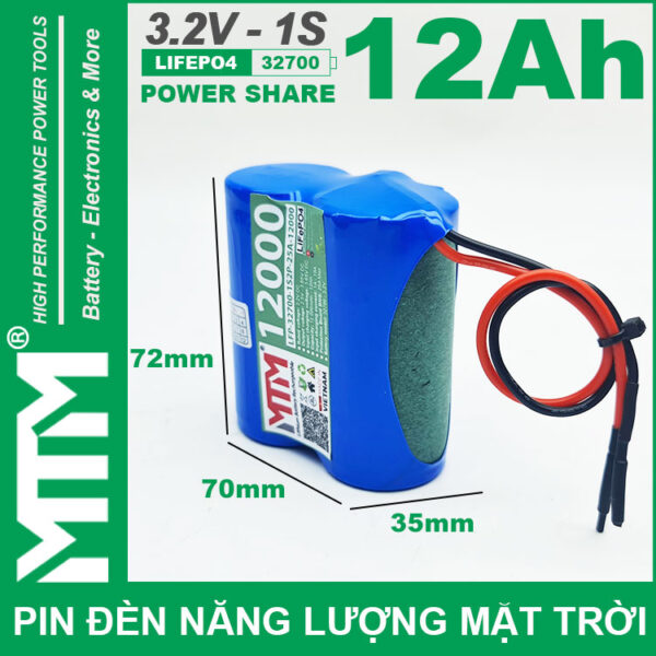 Pin den nang luong mat troi 3v2 12Ah 12000mAh cell pin sat Lifepo4 32700 kich thuoc