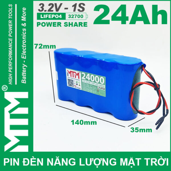 Pin den nang luong mat troi 3v2 24Ah 24000mAh cell pin sat Lifepo4 32700 kich thuoc