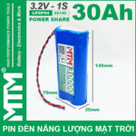 Pin den nang luong mat troi 3v2 30Ah 30000mAh cell pin sat Lifepo4 32140 cao cap loai 1 kich thuoc