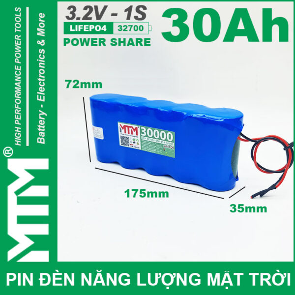 Pin den nang luong mat troi 3v2 30Ah 30000mAh cell pin sat Lifepo4 32700 kich thuoc