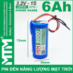 Pin den nang luong mat troi 3v2 6Ah 6000mAh cell pin sat Lifepo4 32700 kich thuoc