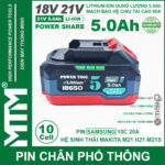 Pin makita 10 cell 5000mah 80A den bao pin 2 ben cell Samsung chinh hang cao cap
