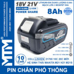 Pin makita 5 cell 10 cell 20 cell 80A co den bao pin dung cho may khoan may mai may siet den pin quat cell 21700 Lishen 8Ah