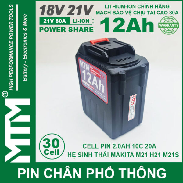Pin makita chong soc 20 cell 12Ah 80A den bao pin cell 2000ma chinh hang