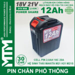 Pin makita chong soc 20 cell 12Ah 80A den bao pin cell 2000mah