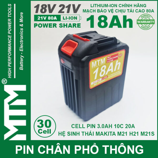 Pin makita chong soc 30 cell 18Ah 80A den bao pin cell 3000mah chinh hang