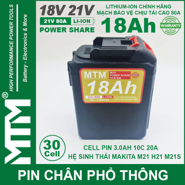 Pin makita chong soc 30 cell 18Ah 80A den bao pin cell 3000mah gia re