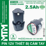 Pin may khoan 12v 2500mah khe B MTM EVE