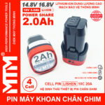 Pin may khoan chan ghim 16v8 2ah 4cell Lishen MTM