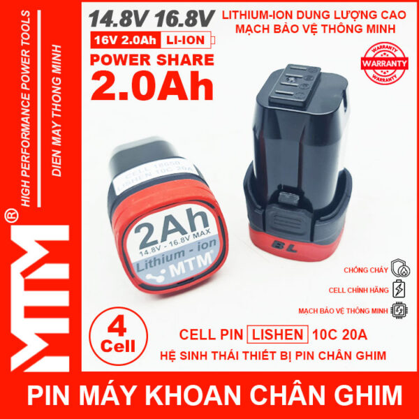 Pin may khoan chan ghim 16v8 2ah 4cell Lishen MTM