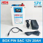 Box pin lithium 12V 20Ah 15A cổng USB