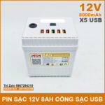 Pin sac 12v 8Ah cong sac USB den led